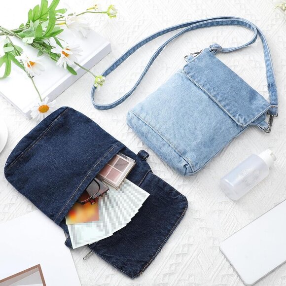 2 Pcs Small Denim Purses Crossbody Bags Jean Shoulder Handbag Adjustable Retro D - Picture 7 of 7